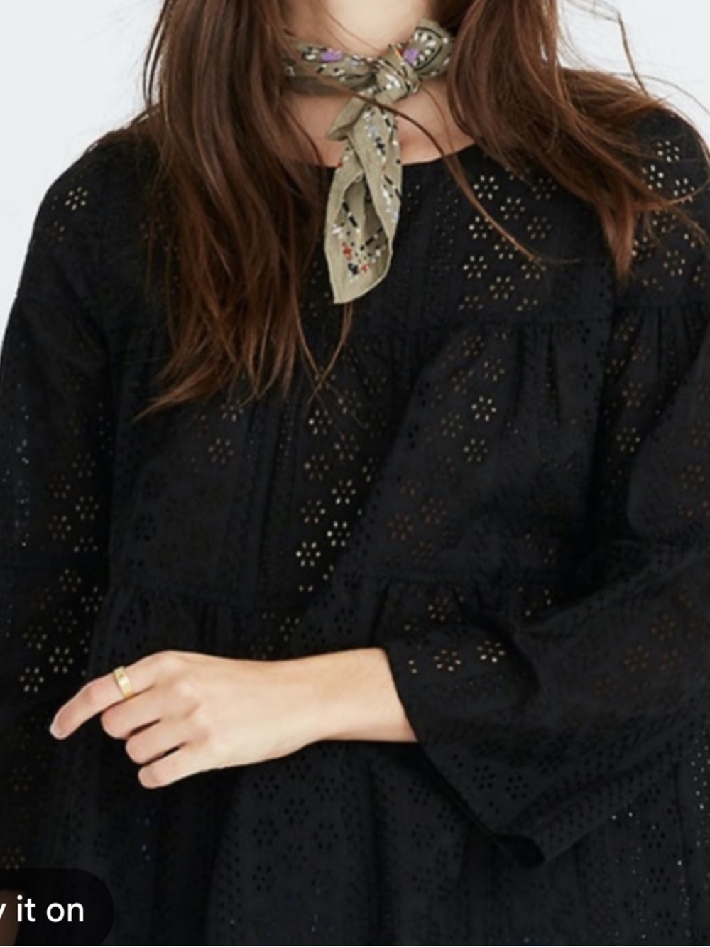 Madewell Black Eyelet Peasant Tunic